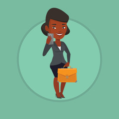 Sticker - Business woman making selfie vector illustration.