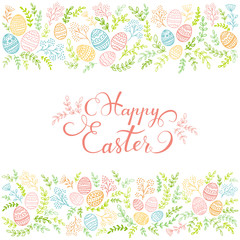 Wall Mural - Colorful floral elements and lettering Happy Easter