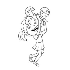 Wall Mural - Coloring Page Outline Of cartoon girl playing the maracas. Musical instruments. Coloring book for kids