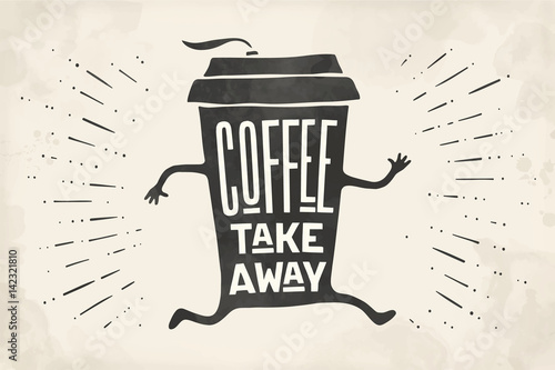 Drawing cup with lettering coffee and coffee Drawing cup with lettering coffee and coffee