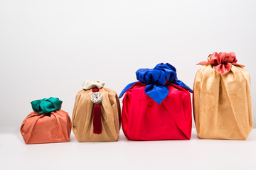 Korean traditional gift box on Silk background