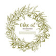 Olive wreath sketch label for oil and food design
