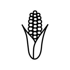 corn corncob sweetcorn vegetable icon line black on white