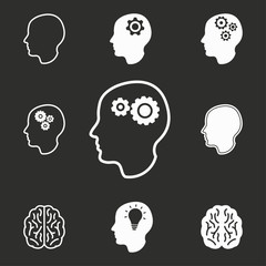 Wall Mural - Brain icon set.