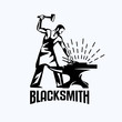blacksmith isolated vector symbol, stylized retro emblem template