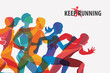 running people set of silhouettes, sport and activity  background