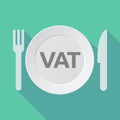 Sticker - Long shadow tableware with  the value added tax acronym VAT