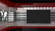 © vachom - Tv Studio. Backdrop for TV shows .TV on wall. News studio. The perfect backdrop for any green screen or chroma key video or photo production. 3D rendering.