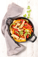 chicken fillet fried with bell pepper