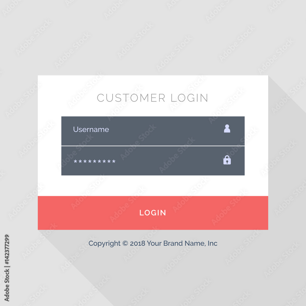 flat white login form UI template design Stock Vector | Adobe Stock