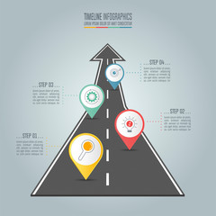 Timeline infographic business concept with 4 options, steps or processes.