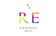 re r e  creative rainbow colors alphabet letter logo icon