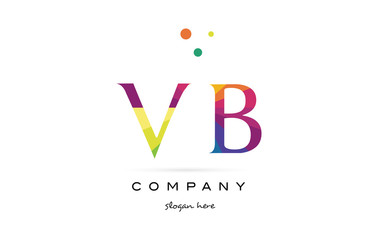 vb v b  creative rainbow colors alphabet letter logo icon