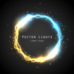 Canvas Print - glow round frame with electric discharge effect isolated. vector illustration