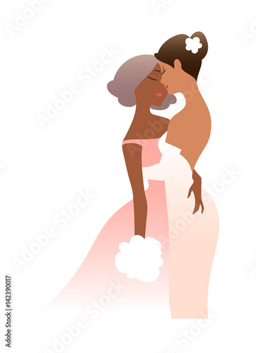 Illustration Of Female Same Sex Couple Embracing Each Other After Being