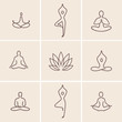 Yoga Icons / Set of outline icons and symbols for spa center or yoga studio