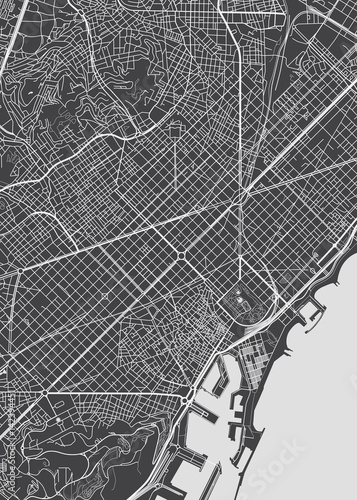 Fotografía Barcelona city plan, detailed vector map