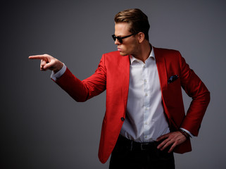 Stylish man in red jacket