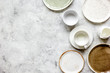 © 279photo - ceramic tableware top view on stone background mock up