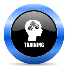 Aufkleber - Training black and blue web design round internet icon with shadow on white background.