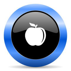 Poster - Apple black and blue web design round internet icon with shadow on white background.