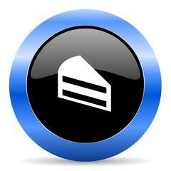 Poster - Cake black and blue web design round internet icon with shadow on white background.