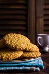 Wall Mural - Cookie with sesame seeds.