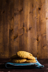 Wall Mural - Cookie with sesame seeds.