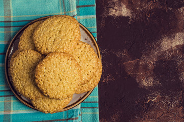 Wall Mural - Cookie with sesame seeds.