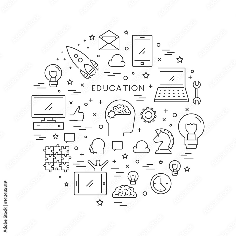 Line round concept for online education Stock Vector | Adobe Stock