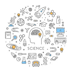 Wall Mural - modern linear round banner for science