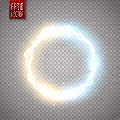 Canvas Print - glow round frame with electric discharge effect isolated. vector illustration
