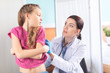 © LIGHTFIELD STUDIOS - Young woman doctor with stethoscope listening to heartbeat and lungs of little girl patient