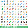 © ylivdesign - 100 office work icons set, isometric 3d style