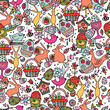 © color885 - Cartoon hand drawn Doodle Happy Easter illustration. Seamless pattern.