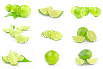  Set of limes on a white background