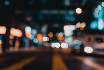 Canvas Print - abstract bokeh street light for background of hong kong city