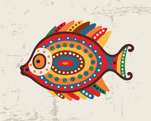 Wall Mural - Decorative ornamental fish Tribal ethnic