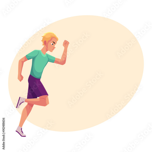 pix Runner Track And Field Cartoon https stock adobe com images young and handsome male runner sprinter jogger cartoon vector illustration with place for text man running sprinter track and field healthy lifestyle concept 142488636 start checkout 1 content id 142488636