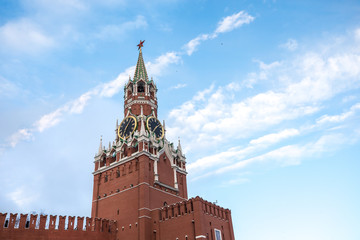 View of Moscow Red Square at winter morning blue hour. Moscow, Russia.