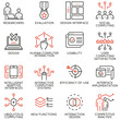 Vector set of 16 linear quality icons related to design, development, prototype of user interface and interaction. Mono line pictograms and infographics design elements