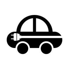 Sticker - car with energy plug vector illustration design