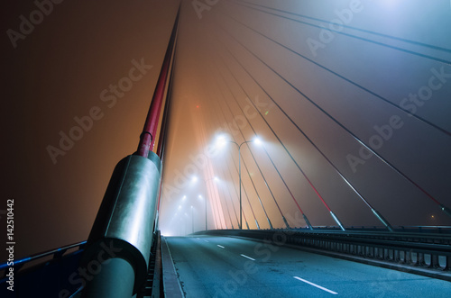 Fototapeta most we mgle  kotwa-liny-zamglonego-mostu-w-hong-kongu