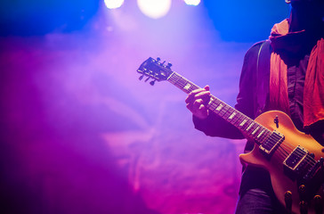 guitarist on stage - summer music festival