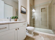 © Iriana Shiyan - Transitional bathroom interior design in soft beige colors