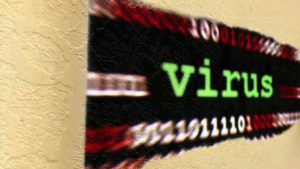 Wall Mural - Virus text on paper hole