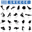 greek island paradise set in black color illustration