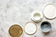 © 279photo - ceramic tableware top view on stone background mock up