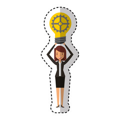 Canvas Print - businesswoman with gear avatar character icon vector illustration design