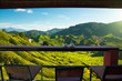 Viewpoint on the top of cameron highland, tea valley and sunrise in Malaysia